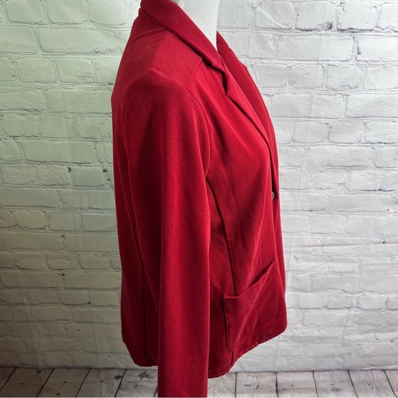 Lands’ End Red Knit Blazer Jacket 14 - Picture 2 of 8